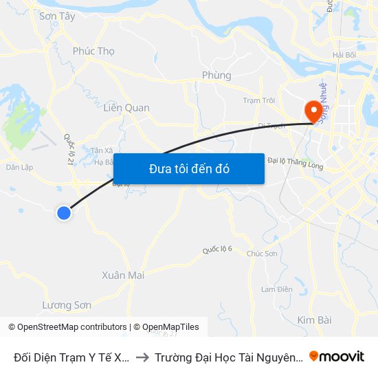 Đối Diện Trạm Y Tế Xã Đông Xuân to Trường Đại Học Tài Nguyên Và Môi Trường map