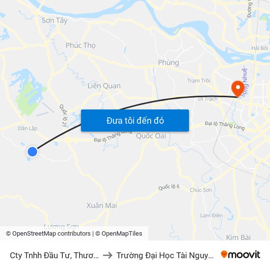 Cty Tnhh Đầu Tư, Thương Mại Gia Thái to Trường Đại Học Tài Nguyên Và Môi Trường map