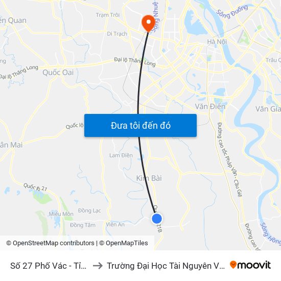 Số 27 Phố Vác - Tỉnh Lộ 429 to Trường Đại Học Tài Nguyên Và Môi Trường map