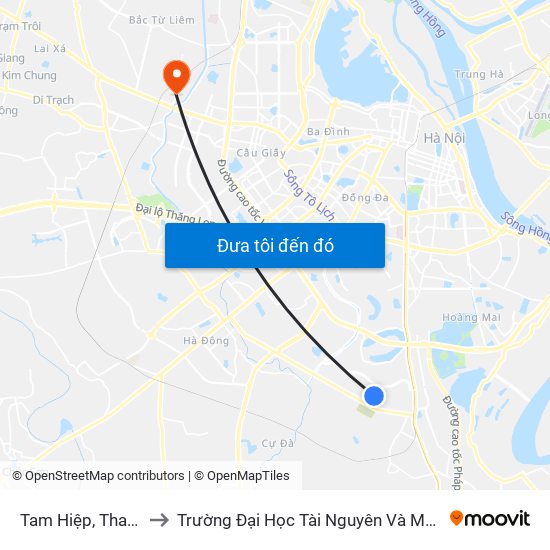 Tam Hiệp, Thanh Trì to Trường Đại Học Tài Nguyên Và Môi Trường map