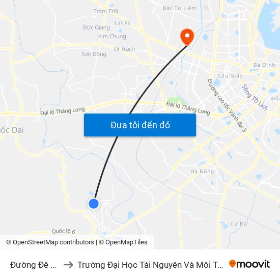 Đường Đê Mới to Trường Đại Học Tài Nguyên Và Môi Trường map