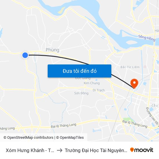 Xóm Hưng Khánh - Thôn Yên Dục to Trường Đại Học Tài Nguyên Và Môi Trường map