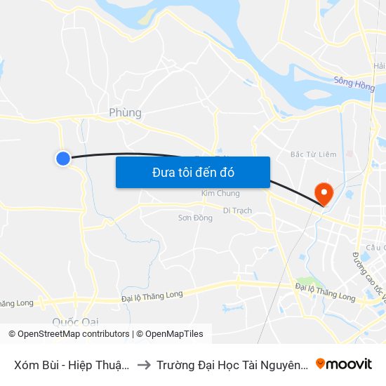 Xóm Bùi - Hiệp Thuận - Phúc Thọ to Trường Đại Học Tài Nguyên Và Môi Trường map