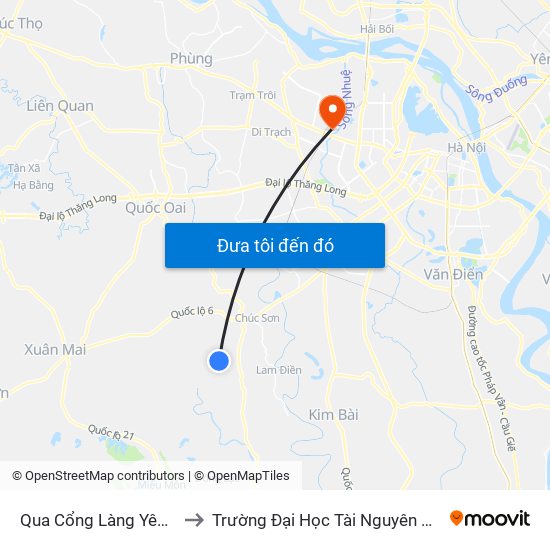 Qua Cổng Làng Yên Khê 50m to Trường Đại Học Tài Nguyên Và Môi Trường map