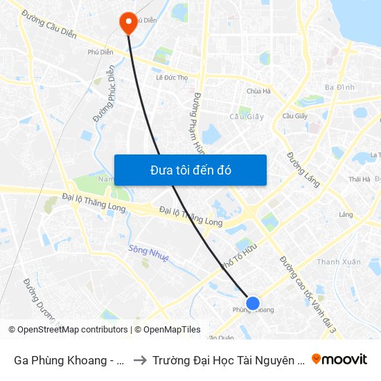 Ga Phùng Khoang - 81 Trần Phú to Trường Đại Học Tài Nguyên Và Môi Trường map