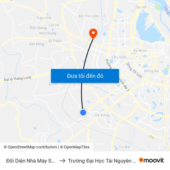 Đối Diện Nhà Máy Sym Hà Đông to Trường Đại Học Tài Nguyên Và Môi Trường map