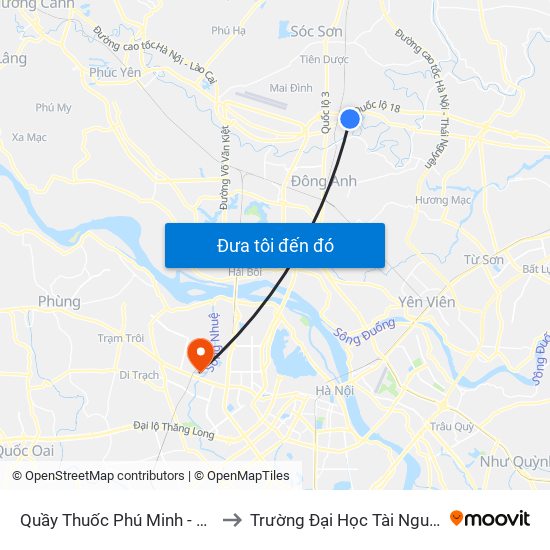 Quầy Thuốc Phú Minh - Đường 16 - Sóc Sơn to Trường Đại Học Tài Nguyên Và Môi Trường map