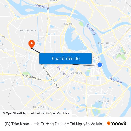 (B) Trần Khánh Dư to Trường Đại Học Tài Nguyên Và Môi Trường map