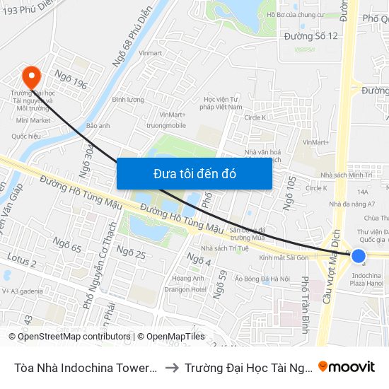 Tòa Nhà Indochina Tower - Đối Diện Đhqg Hà Nội to Trường Đại Học Tài Nguyên Và Môi Trường map