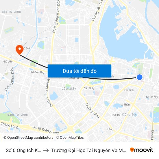 Số 6 Ông Ích Khiêm to Trường Đại Học Tài Nguyên Và Môi Trường map