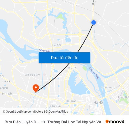 Bưu Điện Huyện Đông Anh to Trường Đại Học Tài Nguyên Và Môi Trường map