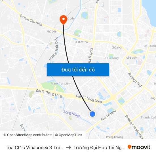 Tòa Ct1c Vinaconex 3 Trung Văn - Nam Từ Liêm to Trường Đại Học Tài Nguyên Và Môi Trường map