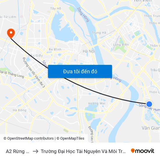 A2 Rừng Cọ to Trường Đại Học Tài Nguyên Và Môi Trường map