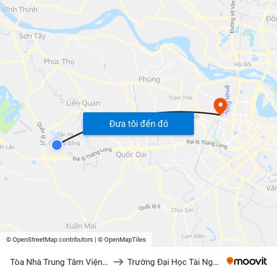 Tòa Nhà Trung Tâm Viện  Đo Lường Việt Nam to Trường Đại Học Tài Nguyên Và Môi Trường map