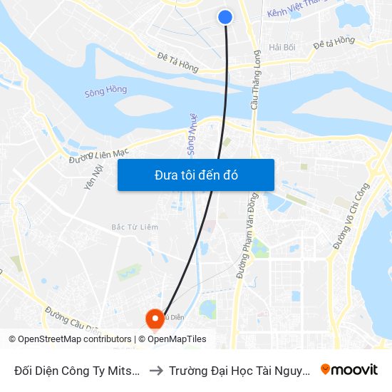 Đối Diện Công Ty Mitsubishi Việt Nam to Trường Đại Học Tài Nguyên Và Môi Trường map