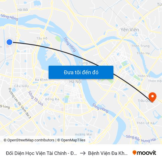 Đối Diện Học Viện Tài Chính - Đường Đức Thắng to Bệnh Viện Đa Khoa Gia Lâm map