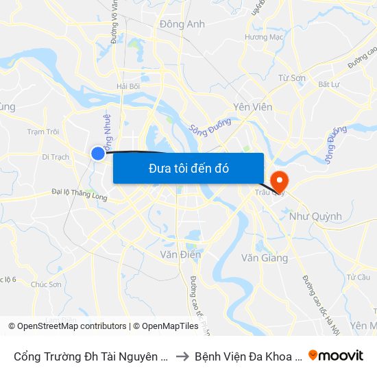 Cổng Trường Đh Tài Nguyên Môi Trường to Bệnh Viện Đa Khoa Gia Lâm map