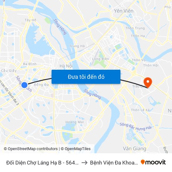 Đối Diện Chợ Láng Hạ B - 564 Đường Láng to Bệnh Viện Đa Khoa Gia Lâm map