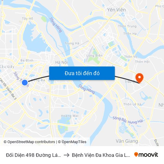 Đối Diện 498 Đường Láng to Bệnh Viện Đa Khoa Gia Lâm map