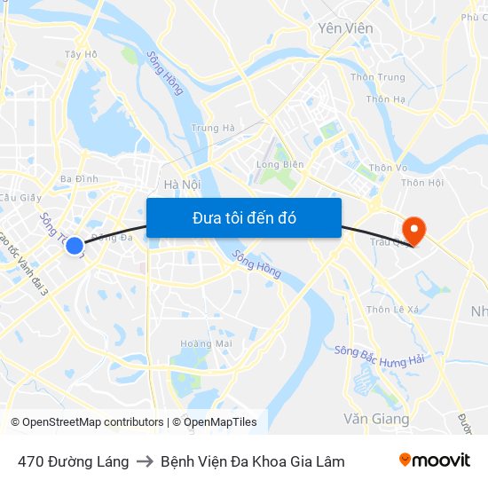 470 Đường Láng to Bệnh Viện Đa Khoa Gia Lâm map