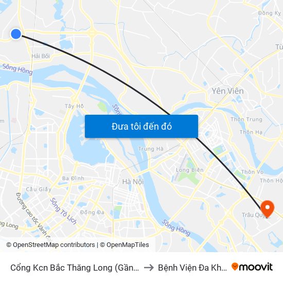 Cổng Kcn Bắc Thăng Long (Gần Cầu Vượt Bộ Hành) to Bệnh Viện Đa Khoa Gia Lâm map