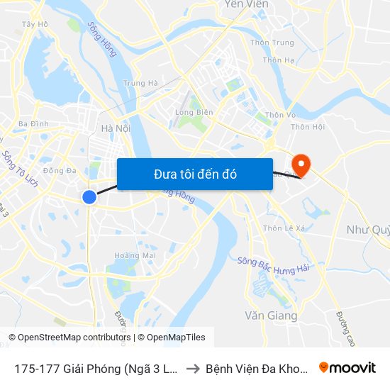 175-177 Giải Phóng (Ngã 3 Lê Thanh Nghị) to Bệnh Viện Đa Khoa Gia Lâm map