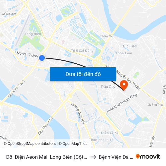 Đối Diện Aeon Mall Long Biên (Cột Điện T4a/2a-B Đường Cổ Linh) to Bệnh Viện Đa Khoa Gia Lâm map