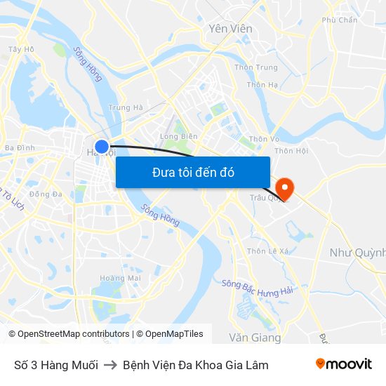 Số 3 Hàng Muối to Bệnh Viện Đa Khoa Gia Lâm map