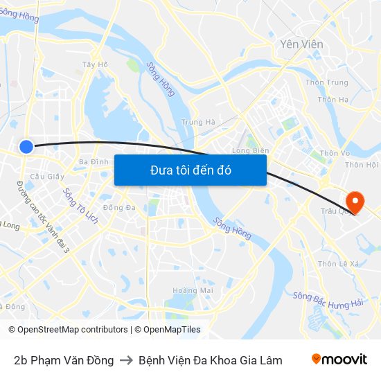 2b Phạm Văn Đồng to Bệnh Viện Đa Khoa Gia Lâm map