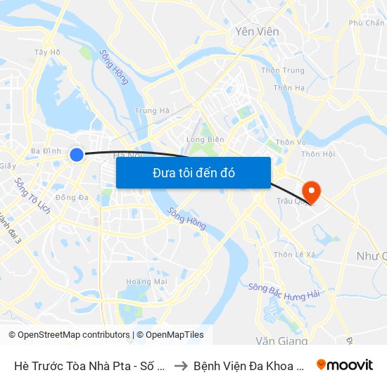 Hè Trước Tòa Nhà Pta - Số 1 Kim Mã to Bệnh Viện Đa Khoa Gia Lâm map