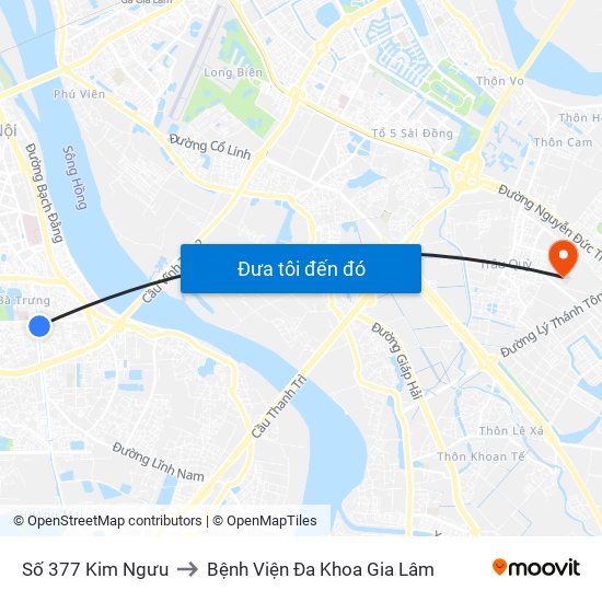 Số 377 Kim Ngưu to Bệnh Viện Đa Khoa Gia Lâm map