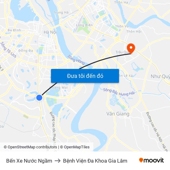 Bến Xe Nước Ngầm to Bệnh Viện Đa Khoa Gia Lâm map