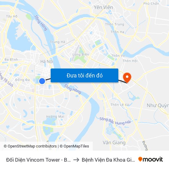 Đối Diện Vincom Tower - Bà Triệu to Bệnh Viện Đa Khoa Gia Lâm map