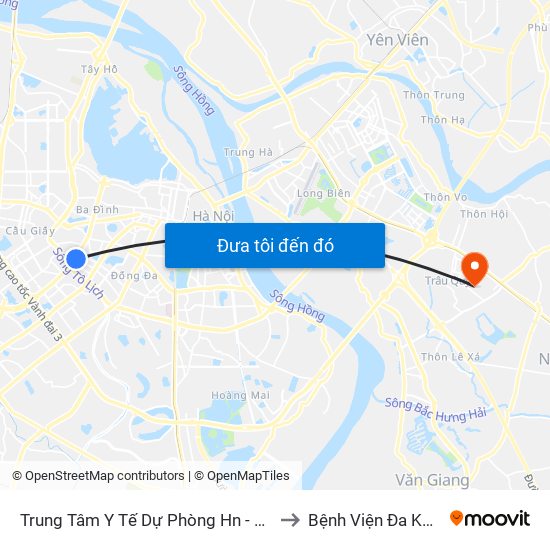 Trung Tâm Y Tế Dự Phòng Hn - 70 Nguyễn Chí Thanh to Bệnh Viện Đa Khoa Gia Lâm map