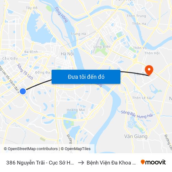 386 Nguyễn Trãi - Cục Sở Hữu Trí Tuệ to Bệnh Viện Đa Khoa Gia Lâm map