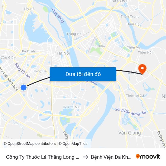 Công Ty Thuốc Lá Thăng Long - 235 Nguyễn Trãi to Bệnh Viện Đa Khoa Gia Lâm map