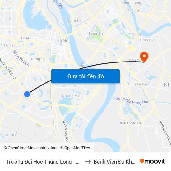 Trường Đại Học Thăng Long - Nghiêm Xuân Yêm to Bệnh Viện Đa Khoa Gia Lâm map