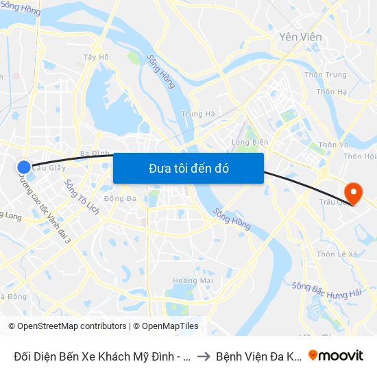 Đối Diện Bến Xe Khách Mỹ Đình - Phạm Hùng (Cột Trước) to Bệnh Viện Đa Khoa Gia Lâm map