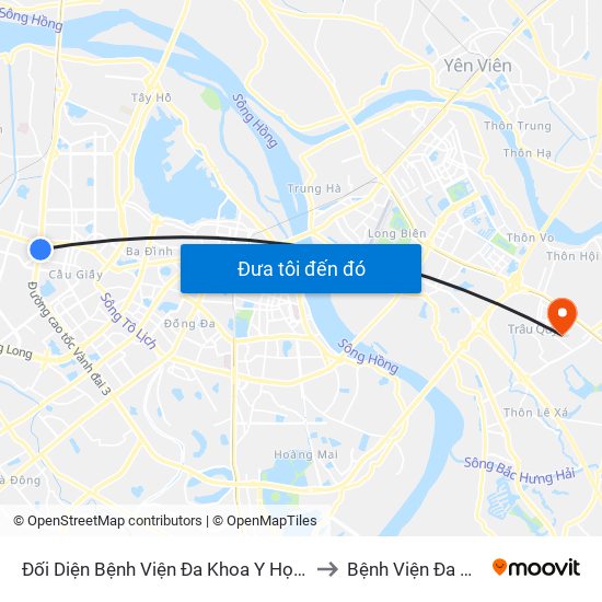 Nhà Máy Nước Mai Dịch - Phạm Hùng to Bệnh Viện Đa Khoa Gia Lâm map