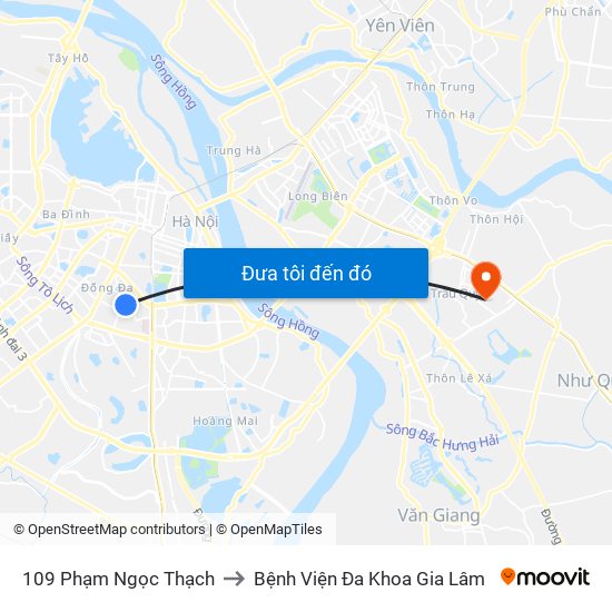 109 Phạm Ngọc Thạch to Bệnh Viện Đa Khoa Gia Lâm map