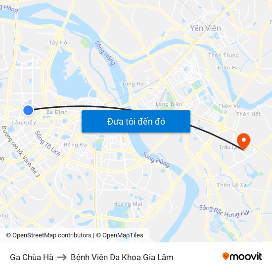 Ga Chùa Hà to Bệnh Viện Đa Khoa Gia Lâm map