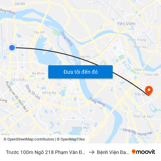 Trước 100m Ngõ 218 Phạm Văn Đồng (Đối Diện Công Viên Hòa Bình) to Bệnh Viện Đa Khoa Gia Lâm map