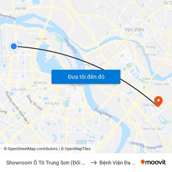 Showroom Ô Tô Trung Sơn (Đối Diện 315 Phạm Văn Đồng) to Bệnh Viện Đa Khoa Gia Lâm map
