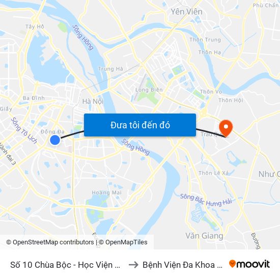 Công Ty In Thương Mại & Dịch Vụ Ngân Hàng - Số 10 Chùa Bộc to Bệnh Viện Đa Khoa Gia Lâm map