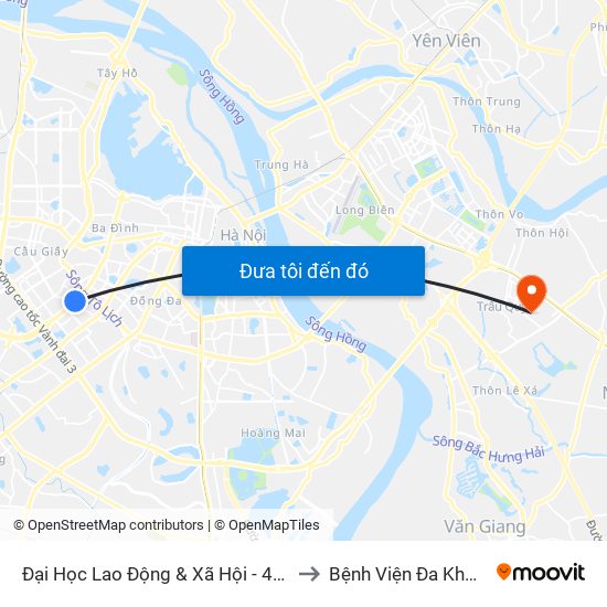 Đại Học Lao Động & Xã Hội - 43 Trần Duy Hưng to Bệnh Viện Đa Khoa Gia Lâm map
