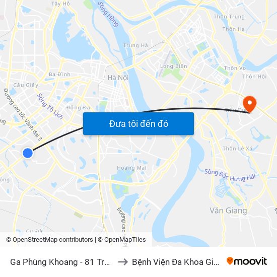 Ga Phùng Khoang - 81 Trần Phú to Bệnh Viện Đa Khoa Gia Lâm map
