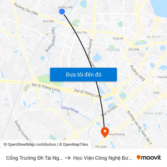 Cổng Trường Đh Tài Nguyên Môi Trường to Học Viện Công Nghệ Bưu Chính Viễn Thông map