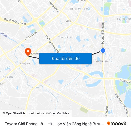 Toyota Giải Phóng - 807 Giải Phóng to Học Viện Công Nghệ Bưu Chính Viễn Thông map