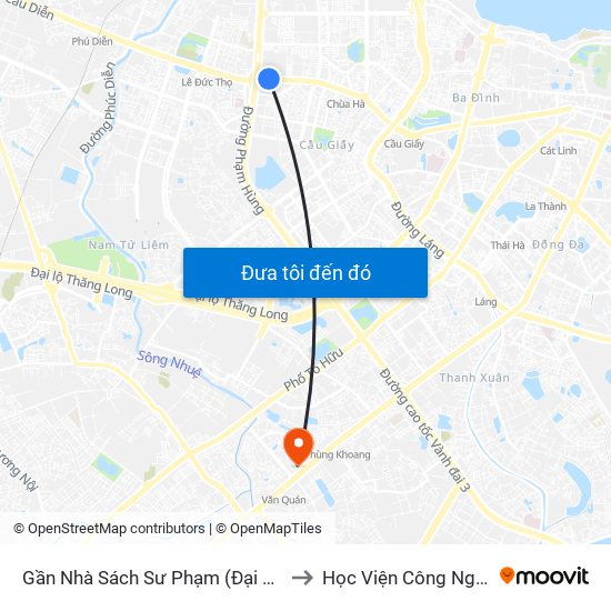 Gần Nhà Sách Sư Phạm (Đại Học Sư Phạm Hà Nội) - 136 Xuân Thủy to Học Viện Công Nghệ Bưu Chính Viễn Thông map