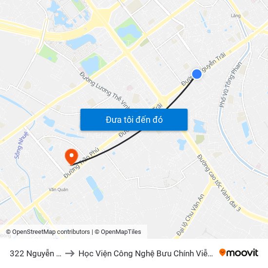 322 Nguyễn Trãi to Học Viện Công Nghệ Bưu Chính Viễn Thông map